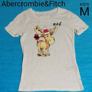 Abercrombie&Fitch アバクロンビー&フィッチ 半袖 Tシャツ 馴鹿 サンタ 杢グレー 子供 KIDS M アバクロ