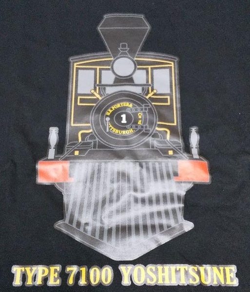 ■義経号Ｔシャツ　黒／Ｌサイズ　国鉄7100形蒸気機関車　SL　京都鉄道博物館オリジナル　送料込み