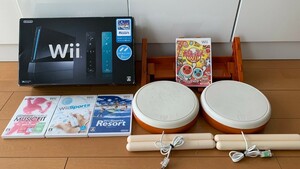 Wii本体 クロ 専用コントローラ Wiiリモコンプラス2本 Wiiスポーツリゾート 追加同梱版　他セット 太鼓の達人