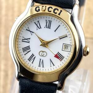 【1円〜】GUCCI グッチ 腕時計 レディース 8200M GMT ホワイト文字盤 ゴールド ローマン ラウンドフェイス 可動品