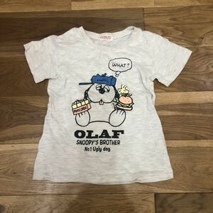 ピーナッツ PEANUTS オラフ OLAF 半袖 キッズ Tシャツ 110 ウッドストックもいるよ！ハンバーガー ポップコーン スヌーピーの兄弟 SNOOPY