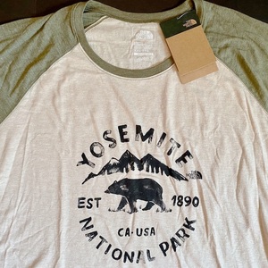 新品THE NORTH FACEノースフェイス ヨセミテベアー女性用ベースボールTシャツ 杢ベージュ (XXL) アメリカ直営店購入