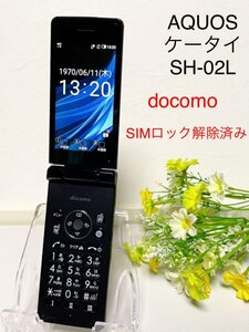 SH-02L☆彡 SIMフリー ドコモ ブラック 判定〇 4G対応 オールリセット済☆ 格安SIM対応 ガラケー シャープ 【送料無料 ネコポス便】