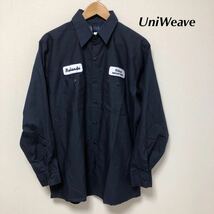 UniWeave /Soft Comfort /by UniFirst◇ワークシャツ 長袖シャツ トップス 刺繍 ワッペン ２つポケット ポリコットン アメカジ USA古着 L_画像1