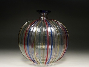 10■murano イタリア製 ムラノ ガラス サイン入り 花瓶 ベネチア ムラーノ フラワーベース ヴェネチアガラス