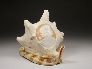 8■カメオ イタリア製 貝殻 アート　彫刻　インテリア 21cm