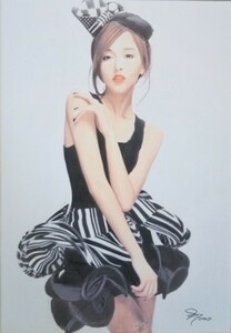 『作品3106』S.Tomo氏直筆色鉛筆画 超美品 美人画 新品額装, 美術品, 絵画, 人物画