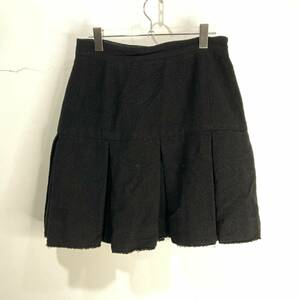 * free shipping *CHANEL* Chanel * miniskirt * pleat * France made * Vintage * size 40* black *H22