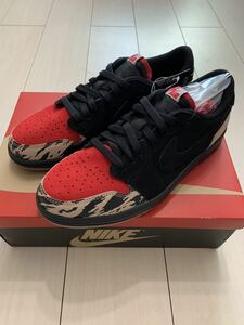 ナイキ NIKE ソールフライ SOLEFLY エア ジョーダン 1 レトロ ロー AIR JORDAN 1 RETRO LOW OG SP BLACK/SPORT RED-DESERT US8 26.0cm 新品