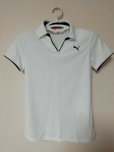 PUMA プーマ　刺繍ロゴワンポイント　襟付きワンポイントTシャツ レディースMサイズ