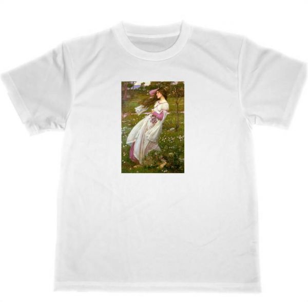 John William Waterhouse Dry T-Shirt Meisterwerk Malerei Schönheit Blumenwaren, Mittlere Größe, Rundhals, Brief, Logo