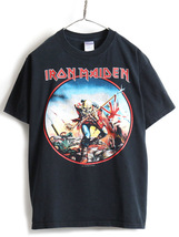 00s 人気 黒 ■ アイアン メイデン プリント 半袖 Tシャツ ( メンズ M ) 古着 00年代 IRON MAIDEN メタル バンドT ロックT ヘビーメタル_画像1