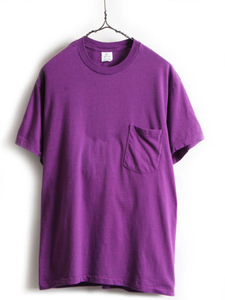 80s USA製 旧タグ ■ OLD GAP SPORT ポケット付き 半袖 Tシャツ ( メンズ M ) 古着 80年代 オールド ギャップ ビンテージ ポケT 無地 紫