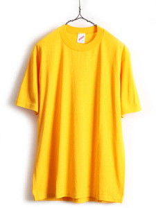 デッドストック 90s USA製 ■ JERZEES 無地 半袖 Tシャツ ( メンズ L ) 新品 90年代 アメリカ製 ジャージーズ シングルステッチ マスタード