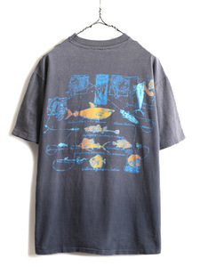 80s USA製 人気 黒 ■ OP オーシャンパシフィック 両面 プリント 半袖 Tシャツ ( XL 小さめ メンズ L 程) 古着 80年代 ビンテージ サーフ