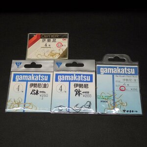 Owner 伊勢尼 4号13本入/gamakatsu 伊勢尼(金) 4号合計31本 伊勢尼 4号9本 合計4枚セット ※数減有 (27m0204) ※クリックポスト5