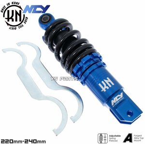 [NEW]NCY CNC車高調整6mmオフセットローダウンリアショックアブソーバー220mm-240mm青ズーマー/ZOOMER/AF58[キャブ/Fi車][フックレンチ付]