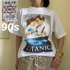 【1569】映画 ムービーT タイタニック ヴィンテージ Tシャツ 1998年 U.S. T'S 707タグ Mサイズ ディカプリオ