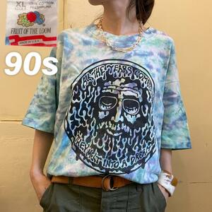 【1580】グレイトフル・デッド Tシャツ ビンテージ 90s USA Grateful Dead ロック バンド タイダイ フルーツオブザルーム XL 1991年