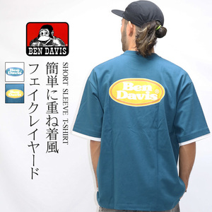 BEN DAVIS (ベン・デイビス) - MEN オーバル レイヤードバックプリントTシャツ ビッグシルエット XLサイズ (タグ付き新品未着用品)