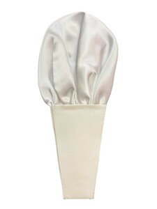 トラッド　日本製　形態安定ポケットチーフ　無地サテン織×ピュアホワイト