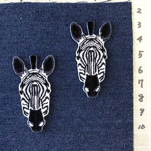 2枚入 動物シマウマ しまうま刺繍アイロンワッペン