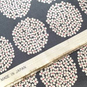 生地 北欧風 コットンこばやし サークル あじさい グレー 50cm