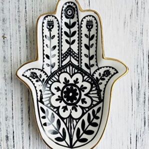 ☆新品☆【トルコ陶器】 ハムサ ファティマの手 セラミック皿 ジュエリートレイ