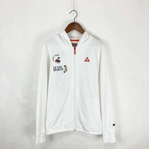 大きいサイズ lecoq sportif ルコックスポルティフ レディース 長袖 パーカー アウター フーディー フード付 刺繍 ホワイト 白色 Lサイズ