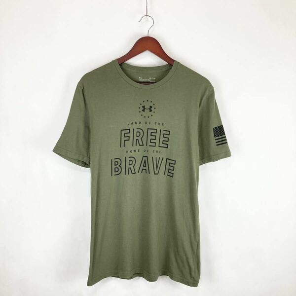 UNDER ARMOUR アンダーアーマー メンズ 半袖 Tシャツ トップス クルーネック グリーン カーキ 緑色 SMサイズ スポーツ トレーニング ウェア