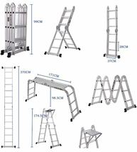 多機能 はしご 3.5m プレート付き アルミ 伸縮 脚立 梯子 ハシゴ 足場 折りたたみ式 洗車 剪定 雪下ろし_画像2