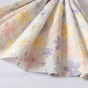 花柄刺繍 コットンレース 2色セット 刺繍レース 綿レース 刺繍生地 マーガレット ハギレ