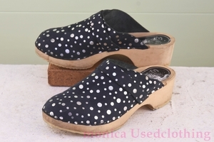 MH1162 ◆ Норвежские [EIK] Sabo Sandals Navy Blue Dot Polka Dot Ladies 42 26 см.