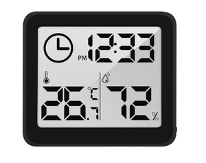 小型ミニ デジタル温度計 湿度計 時計 (温室計 室温計 温度湿度計 温湿計 湿温計）
