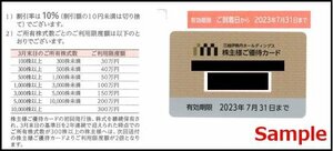 ◆07-01◆三越伊勢丹HD 株主優待カード (限度額200万円) 1枚B◆