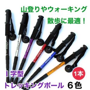トレッキングポール 登山杖 1本 軽量アルミ I字型 伸縮 登山 散歩 リハビリ