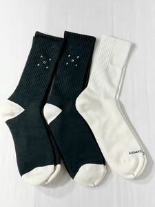  new goods!![Adsum/3 pair collection .] Ad Sam socks print rib socks men's gentleman white / charcoal series 