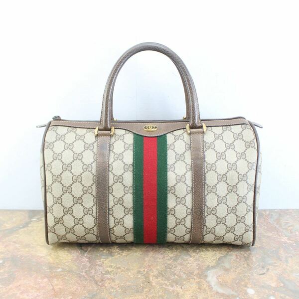 OLD GUCCI SHERRY LINE GG PATTERNED MINI BOSTON SHOULDER BAG MADE IN ITALY/オールドグッチシェリーラインGG柄ミニボストンバッグ