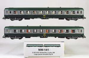 REE-MODELES #NW-141 ＳＮＣＦ（フランス国鉄）ＵＩＣ-Ｙ Ｂ１０ 区分室２等客車 Ｃ１６０塗装（ダークシルバー／グリーン）