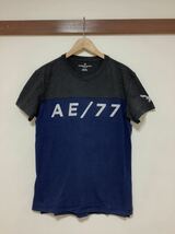 も993 アメリカンイーグル AMERICAN EAGLE バイカラー 半袖Tシャツ M ダークグレー/ネイビー_画像1