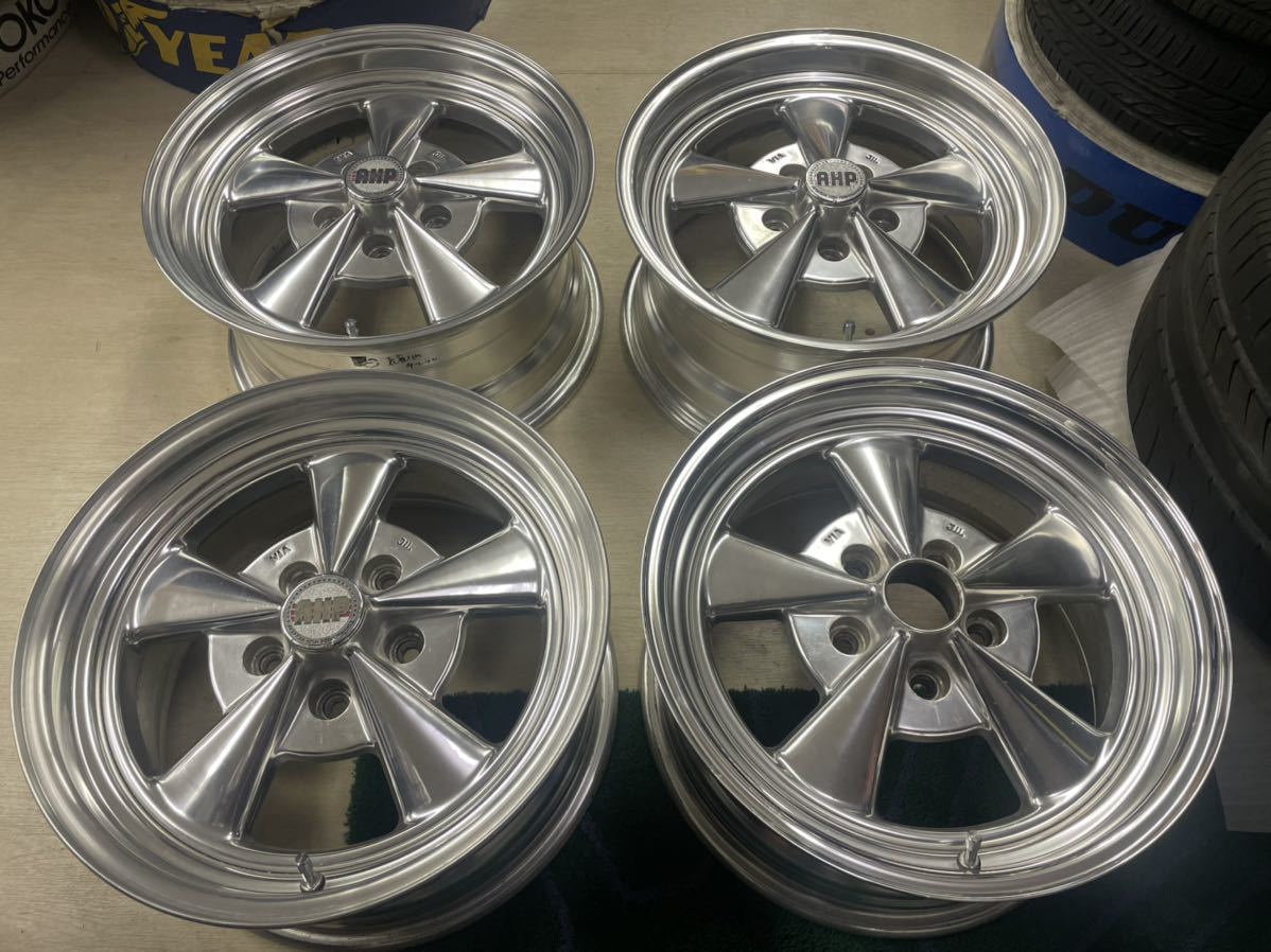 希少!アメリカンホイールのような!Made in japanホイール!WOODBELL AHP C5S 16インチ8Jオフセット+35 5/114.3 セドリック、グロリアなど