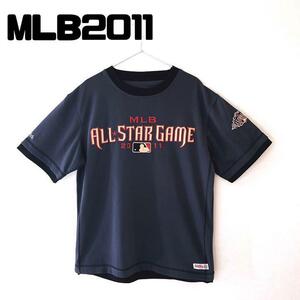 MLB2011オールスターゲーム 刺繍ワッペン ビッグTシャツ 2XL 半袖シャツ 半袖Tシャツ ゲームシャツ メンズ 野球 ベースボールシャツ 濃灰