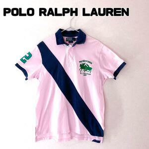 POLO RALPH LAUREN ラルフローレン ポロシャツ メンズ L ワンポイント刺繍 メンズ ピンク 古着 半袖シャツ 半袖ポロシャツ ゴルフウェア