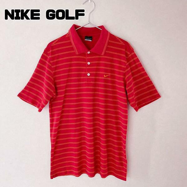 NIKE GOLF ナイキゴルフ 半袖ポロシャツ メンズ L ボーダーシャツ ゆるだぼ 半袖シャツ ポロシャツ ゴルフウェア 赤 トップス シャツ 半袖
