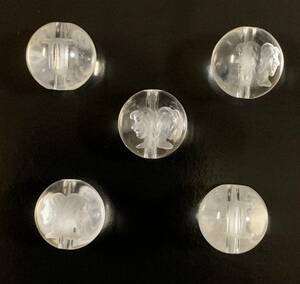 天然石彫り水晶12星座（ふたご座）12mm玉　5粒セット