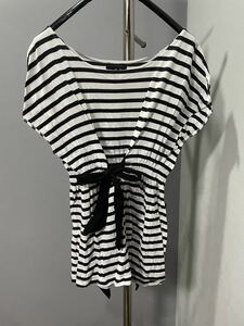 To*b Agnes B short sleeves cut and sewn border T-shirt tops black white border M