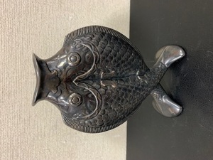 Christofle クリストフル 花瓶 フィッシュ 魚 銀製 オブジェ 飾り 置物 高さ(約)14.5cm 保管品