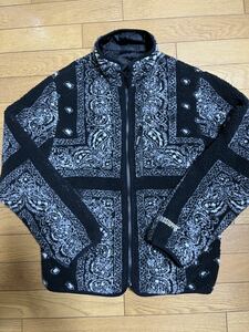 黒S 19AW Reversible Bandana Fleece Jacket シュプリーム　リバーシブルバンダナフリース　ジャケット