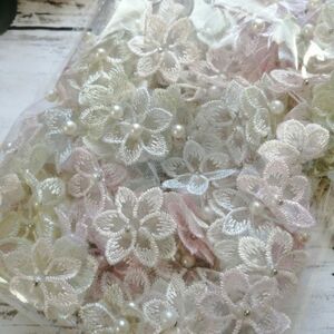 レースワッペン レース フラワーモチーフ レース生地 花 レースワンポイント 刺繍ワッペン 手芸 裁縫 飾り素材 フラワー マスク 刺繍レース