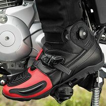 バイクブーツ バイク用靴 レーシング オートバイシューズ メンズ ツーリング 耐磨 防水 滑り止め 多サイズ ショート 大人用 3色 24.5CM_画像5